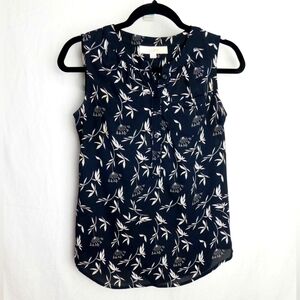 Floral Mock Neck Sleeveless Top Size XXS | Loft by Ann Taylor